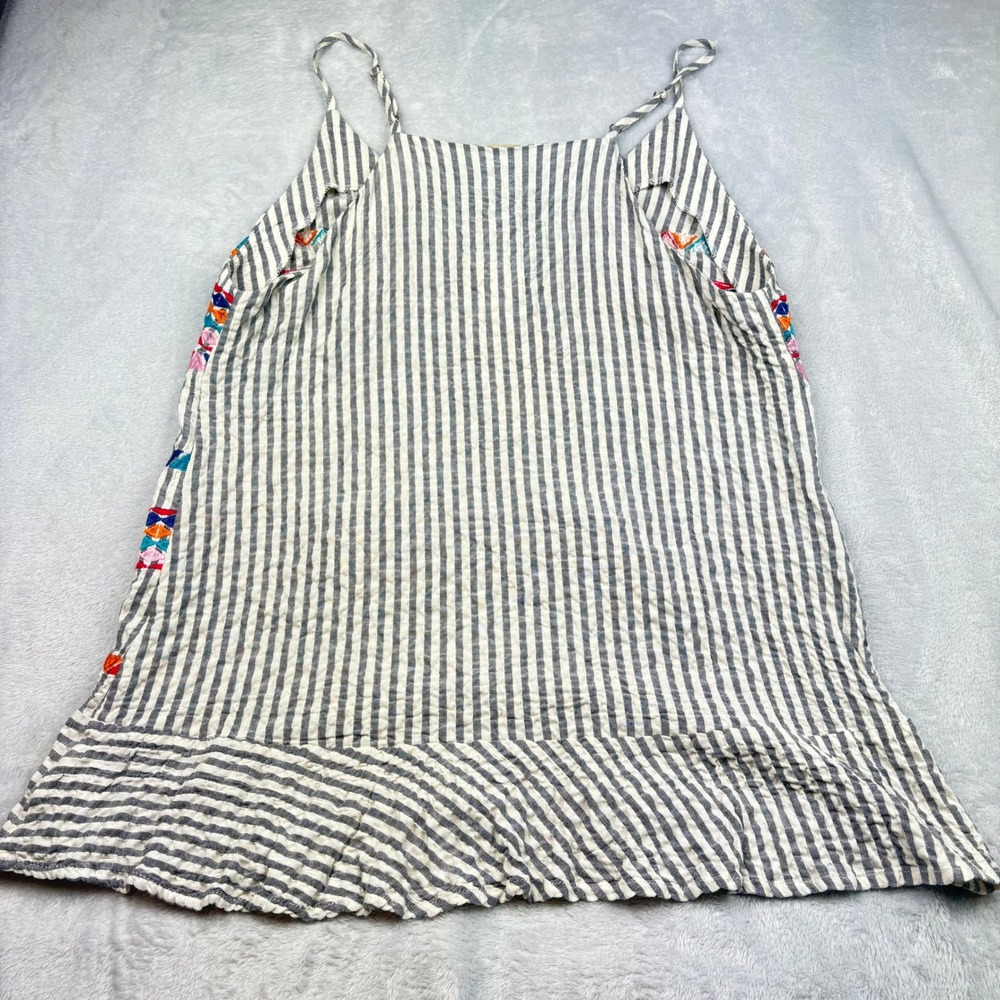 Savanna Jane Striped Embroidered Sleeveless Mini Dress/Shirt‎ Cute Sz M NEW - Picture 6 of 10